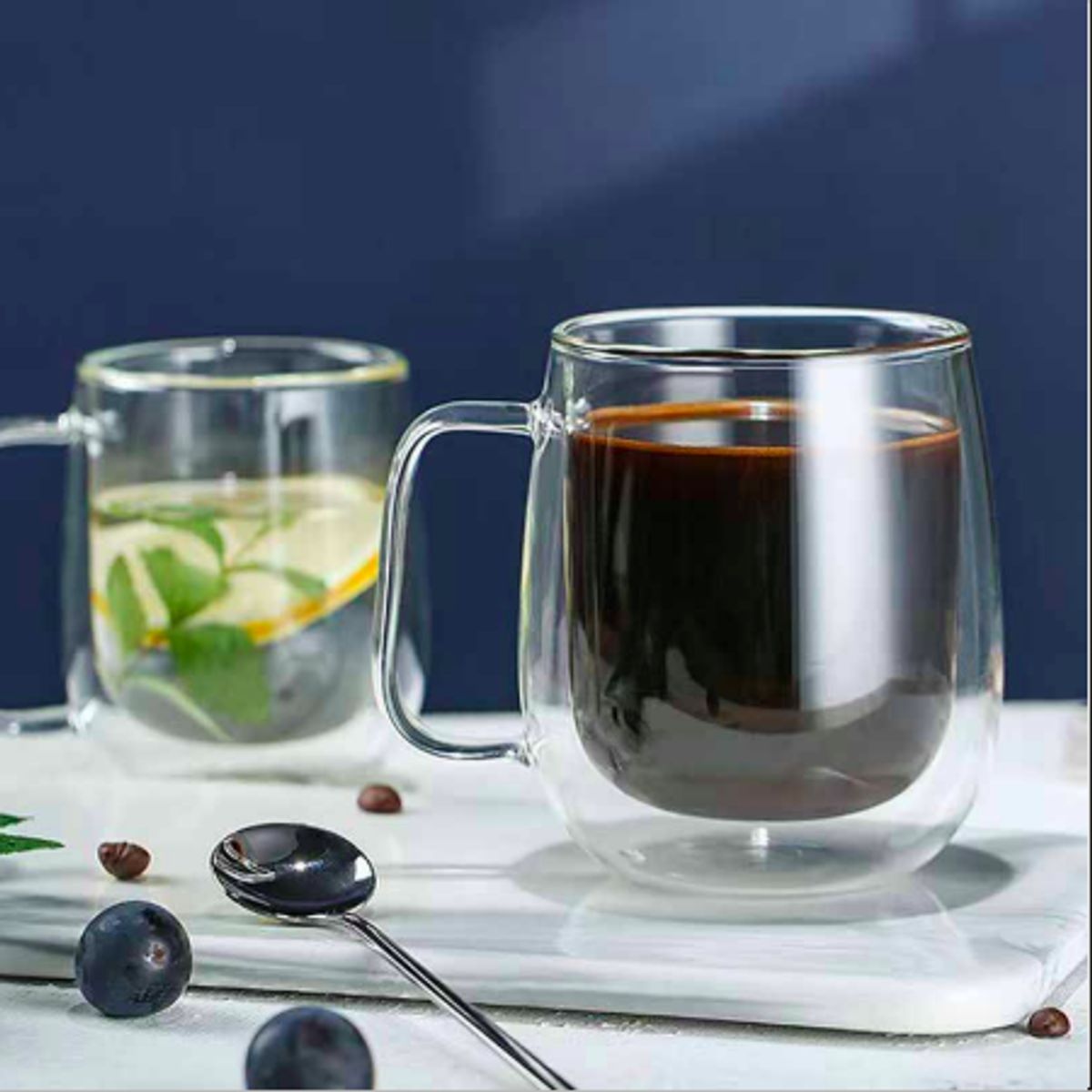 GENERICO - SET 4 TAZAS DE VIDRIO DOBLE FONDO 440ML