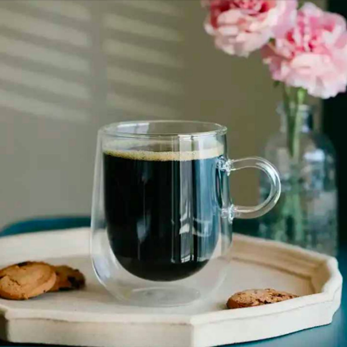 GENERICO - SET 4 TAZAS DE VIDRIO DOBLE FONDO 300ML