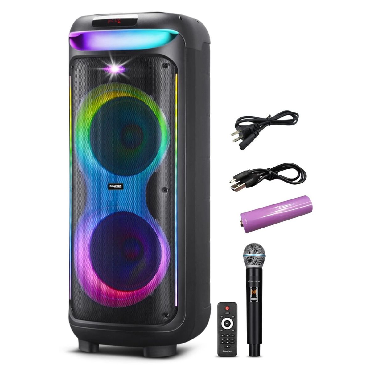 MAXTRON - Torre de Sonido Bravatto Maxtron MX 805 LED RGB con Micrófono