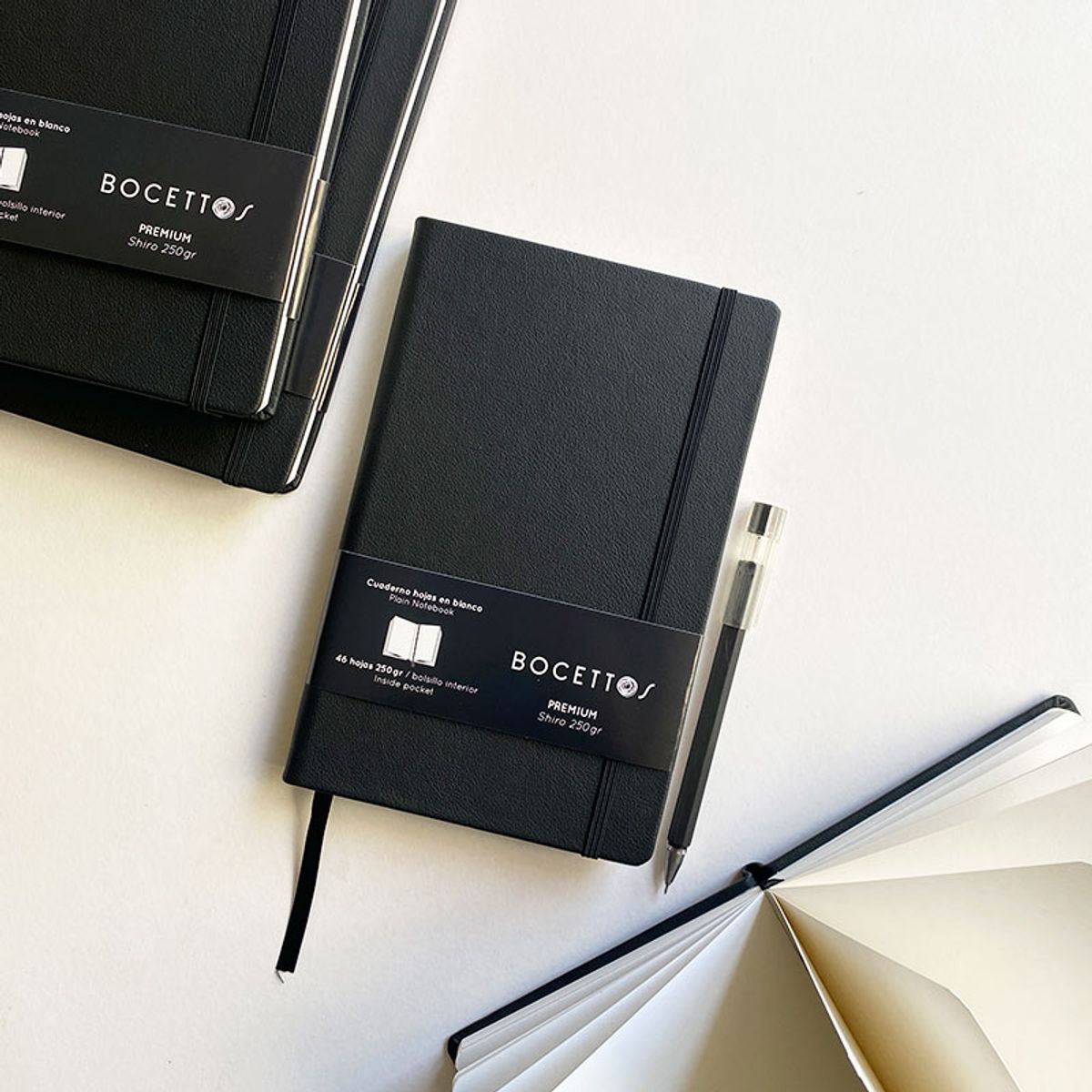 BOCETTOS - Bitácora Premium 250gr Negro 21 x 13cm