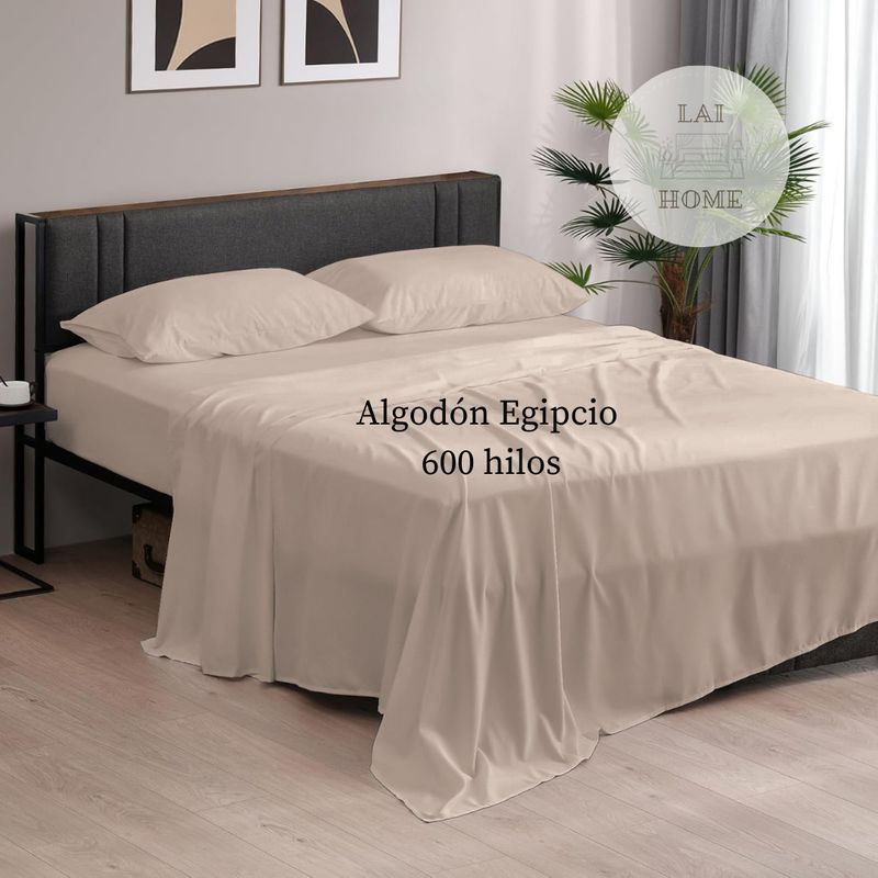 CASATEX - Sábana 600 Hilos Algodón Egipcio 100% – Tejido Satén Premium