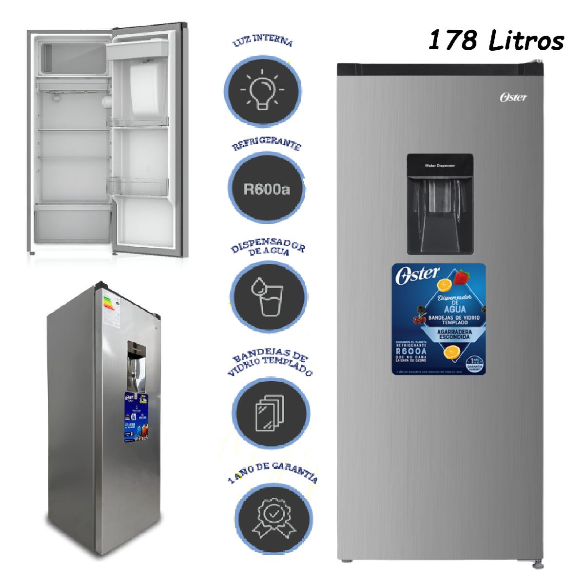 OSTER - Nueva Refrigeradora FROST 178L Oster OS-PDF178SSD