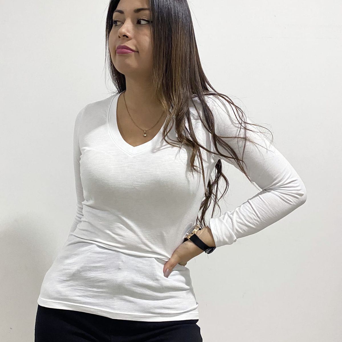 SIDE OF ME - POLO PARA MUJER CUELLO V MANGA LARGA