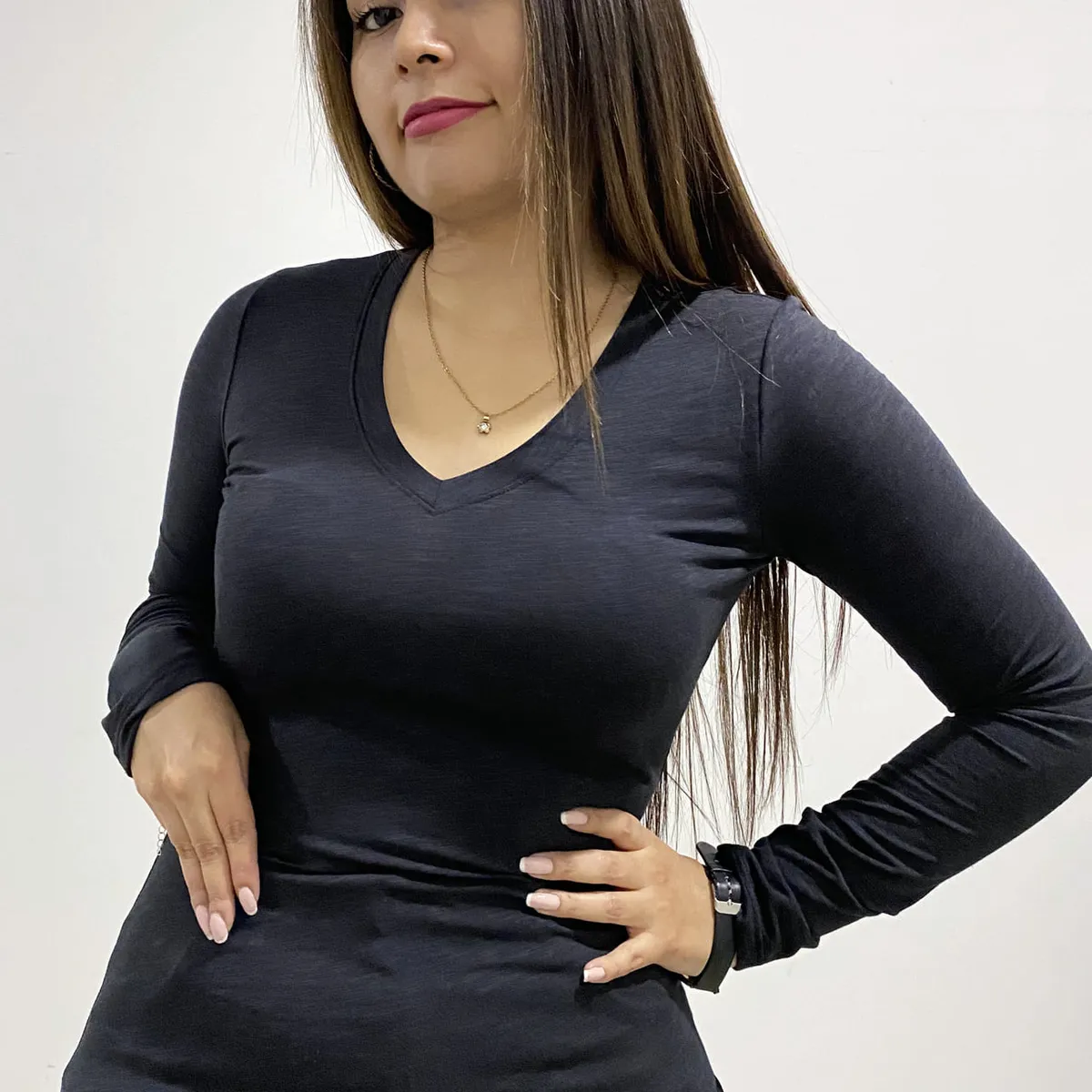 SIDE OF ME - POLO PARA MUJER CUELLO V MANGA LARGA