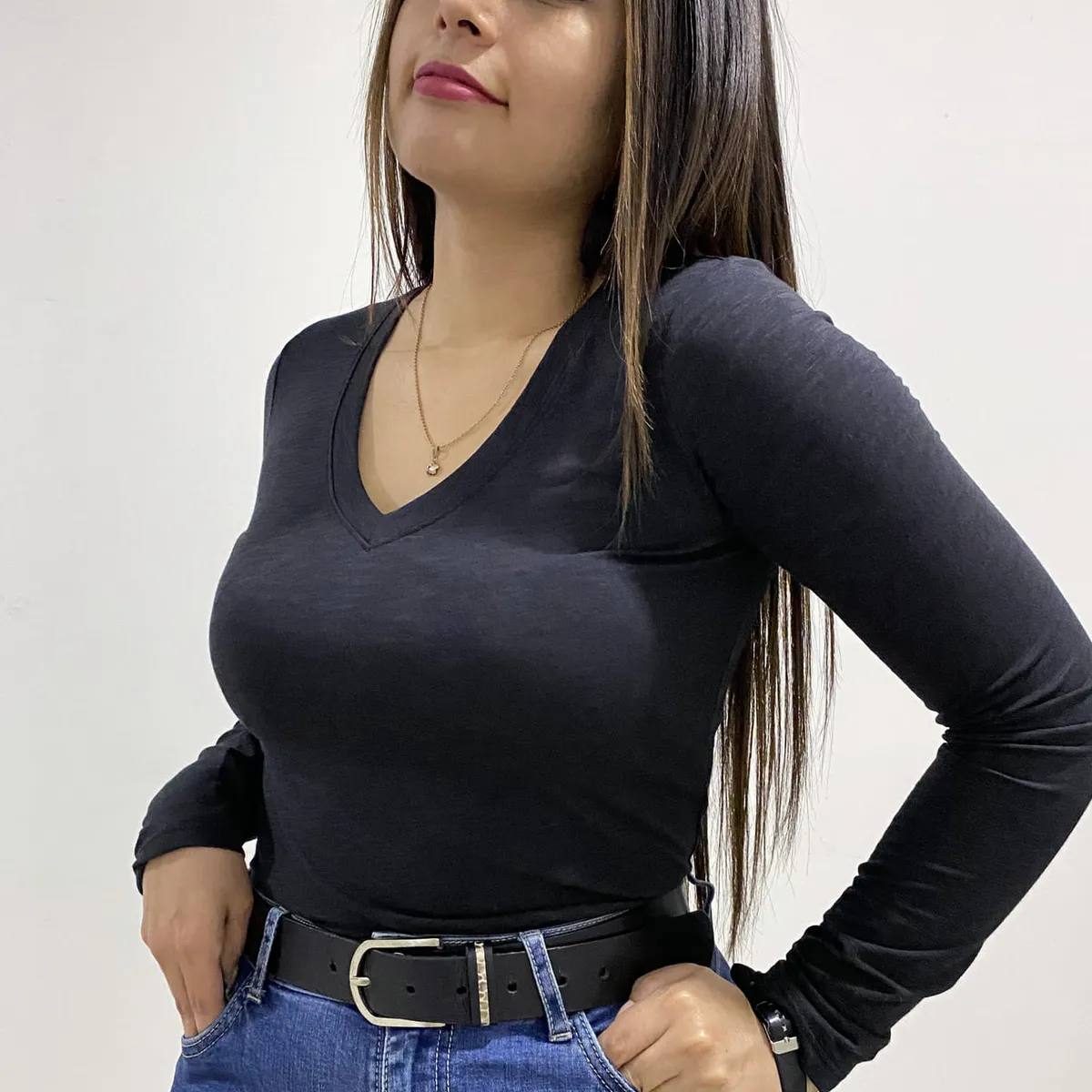 SIDE OF ME - POLO PARA MUJER CUELLO V MANGA LARGA