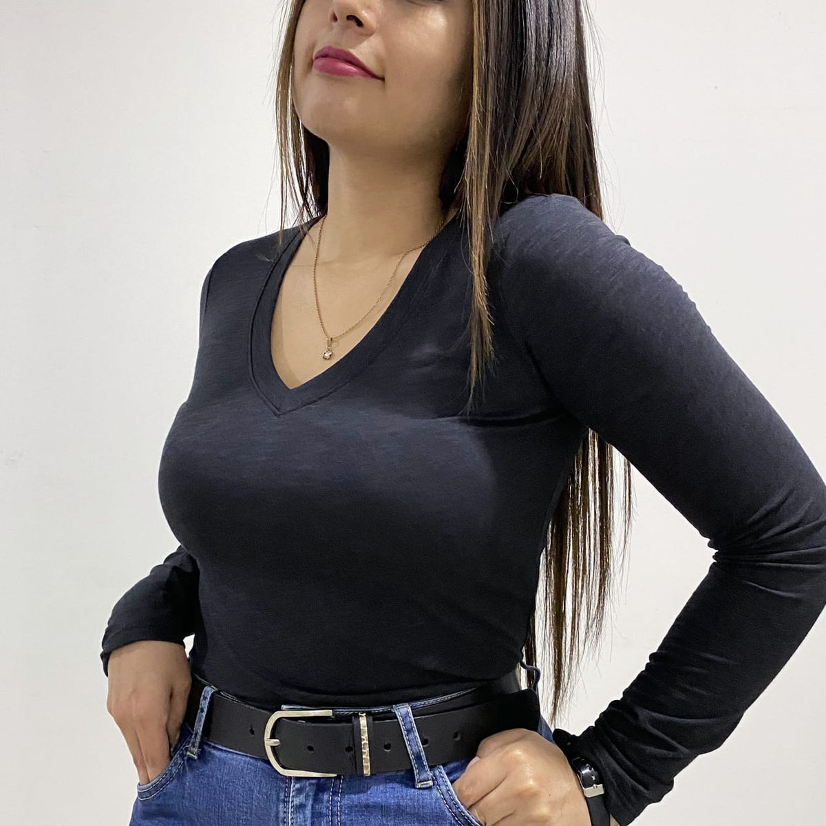 SIDE OF ME - POLO PARA MUJER CUELLO V MANGA LARGA