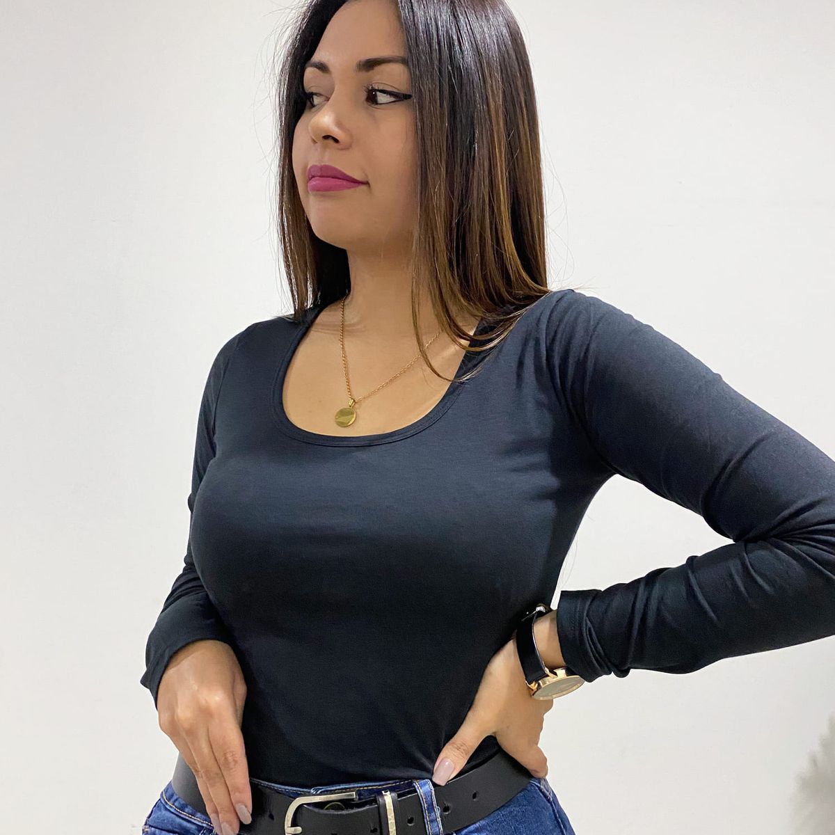 SIDE OF ME - POLO PARA MUJER CUELLO U MANGA LARGA