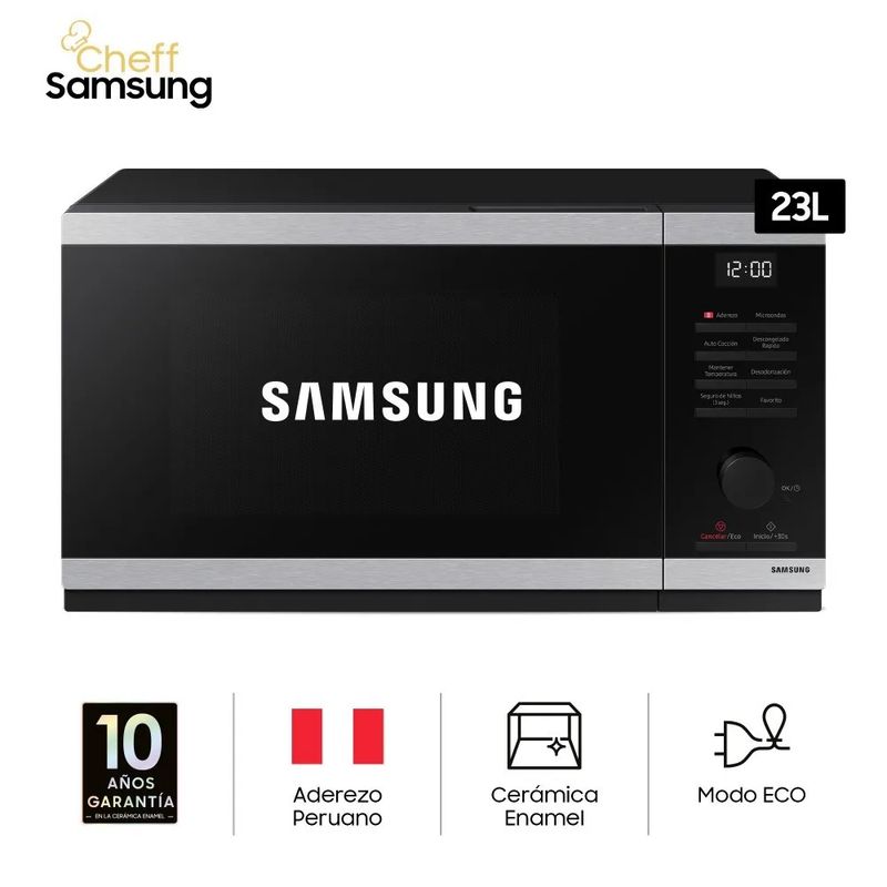 SAMSUNG - Horno Microondas 23LT Acero Inoxidable Samsung MS23DG4504ATPE