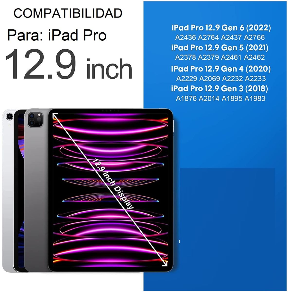 GENERICO - Case + Mica + Lápiz para iPad Pro 12.9 3era A1876 A2014 A1895 Funda