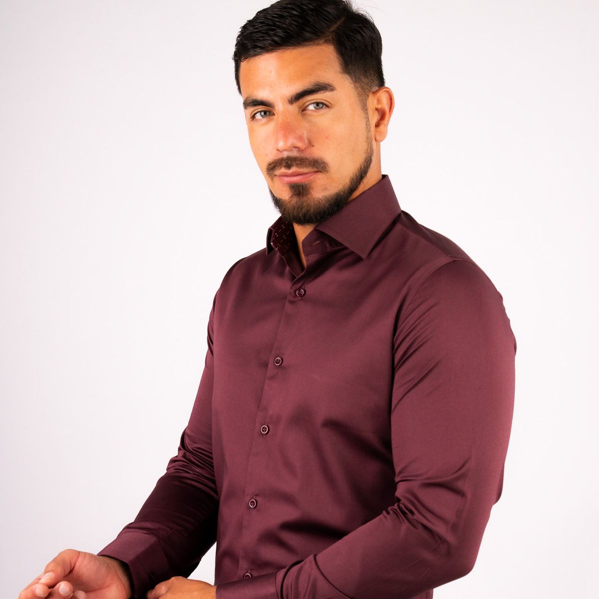 BARBADENS - Camisa de Vestir Algodón Stretch Slim Fit Barbadens Hombre