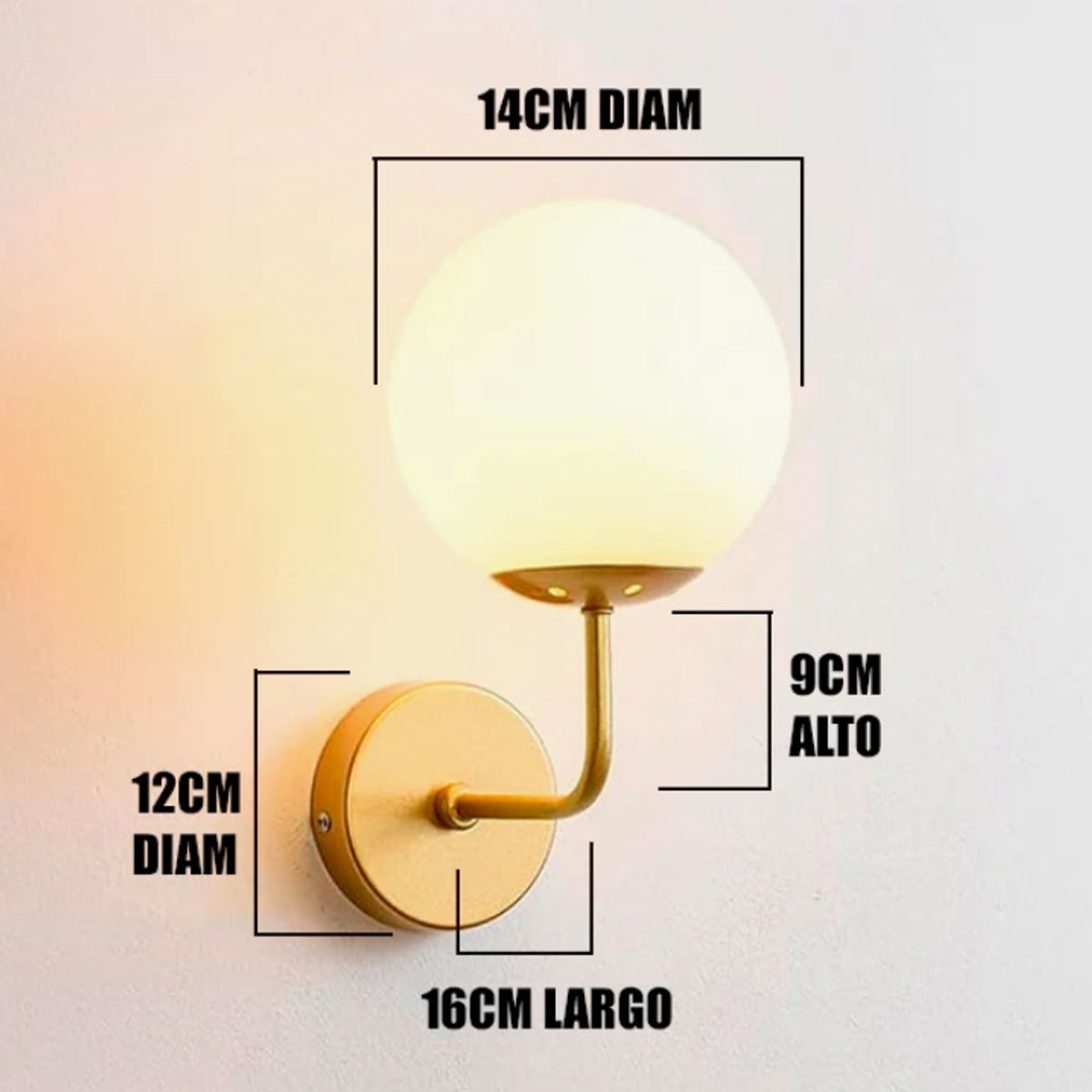 GENERICO - Aplique Lampara de Interior Gold Led