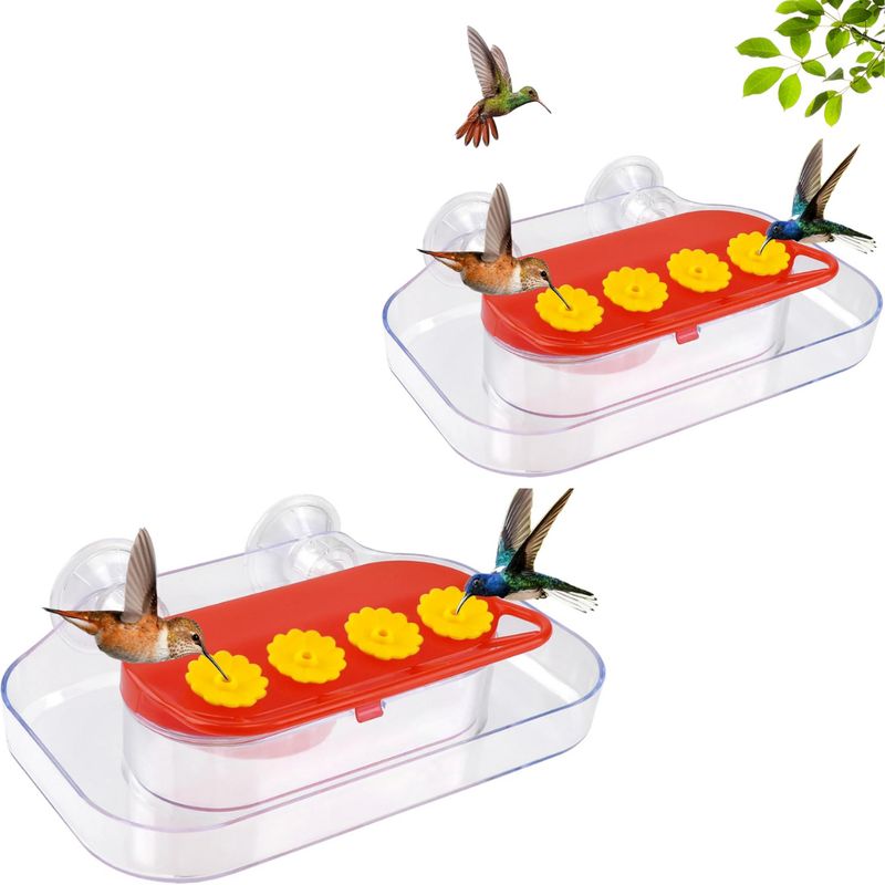 GENERICO - PACK X2 BEBEDERO PARA COLIBRI DE ACRÍLICO PARA VENTANA PARED