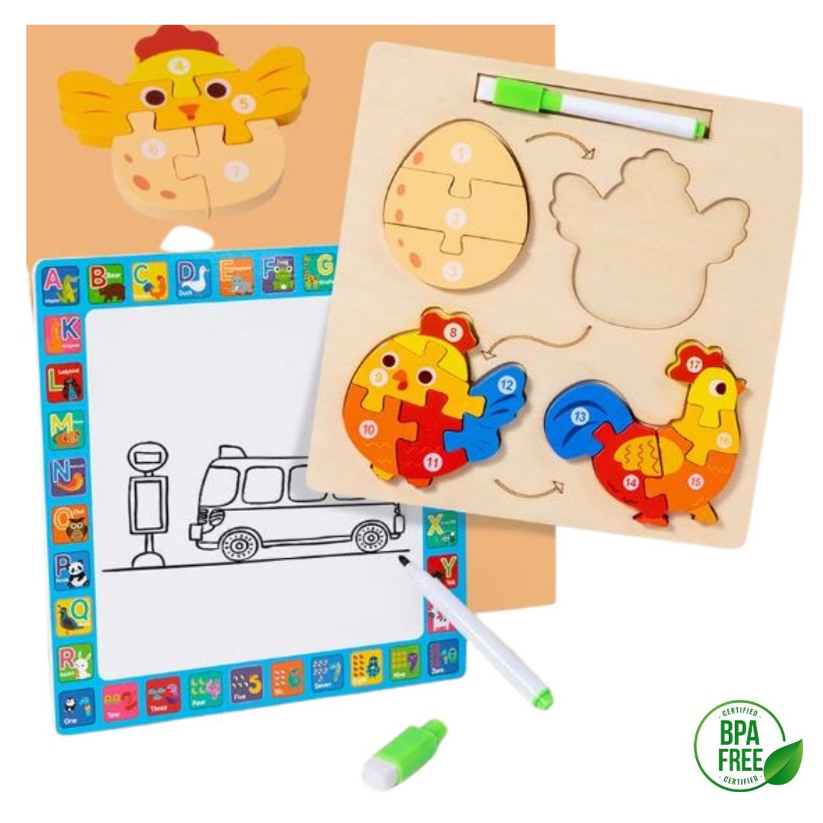 GENERICO - Rompecabeza Evolutiva De Animalitos Con Pizarra