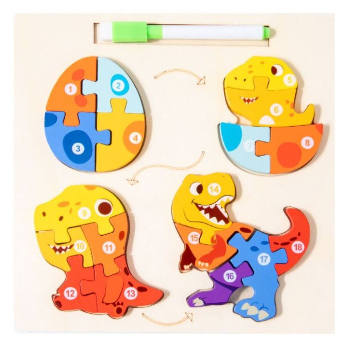 GENERICO - Rompecabeza Evolutiva De Animalitos Con Pizarra