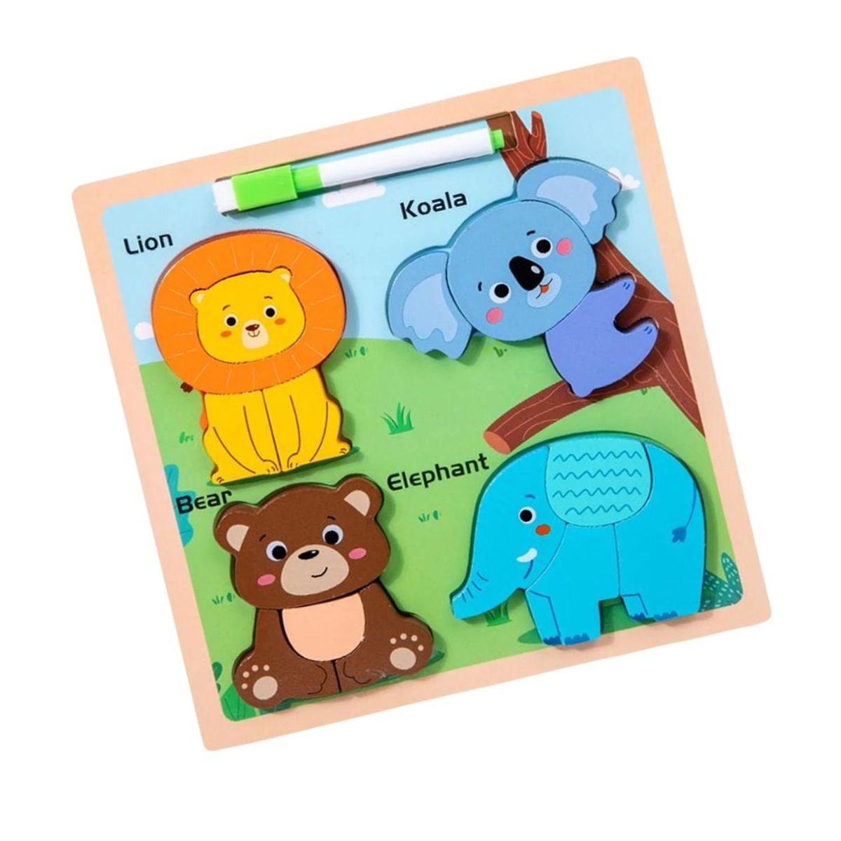 GENERICO - Rompecabeza De Animalitos Con Pizarra