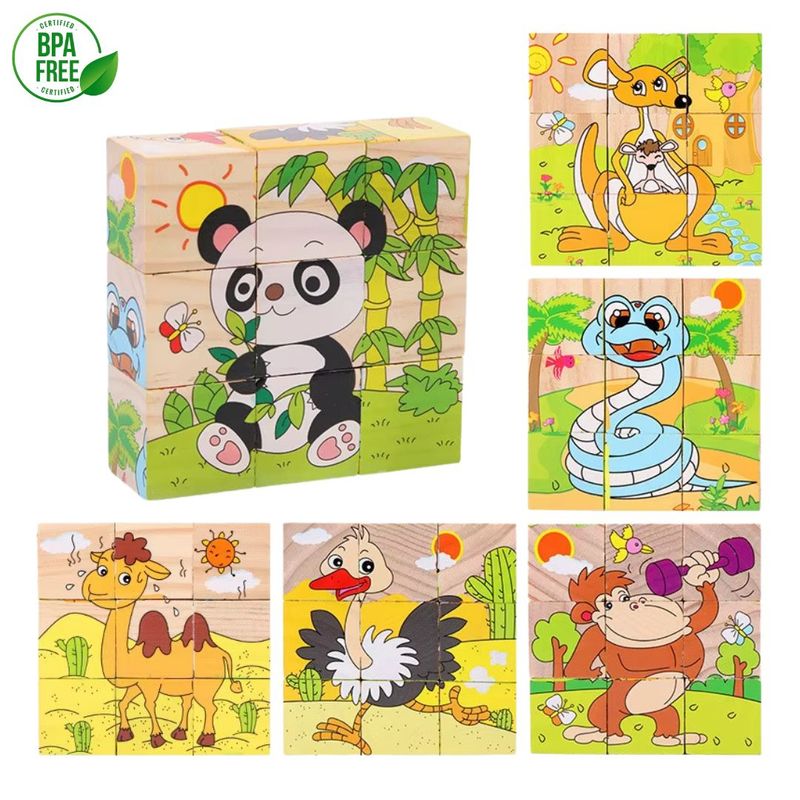 GENERICO - Cubos Armables De Animales 6 Caras