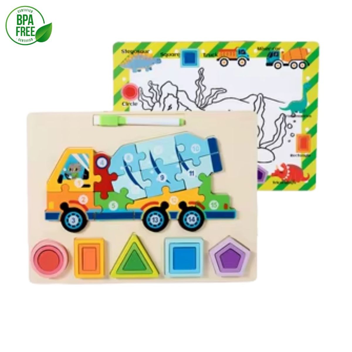 GENERICO - Rompecabeza De Figuras Geometricas Con Pizarra