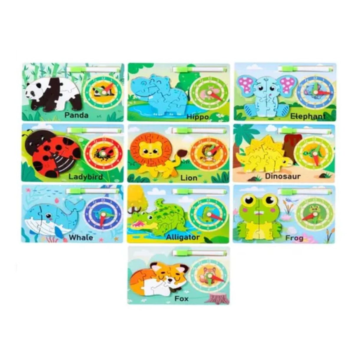 GENERICO - Rompecabeza Con Pizarra y Reloj