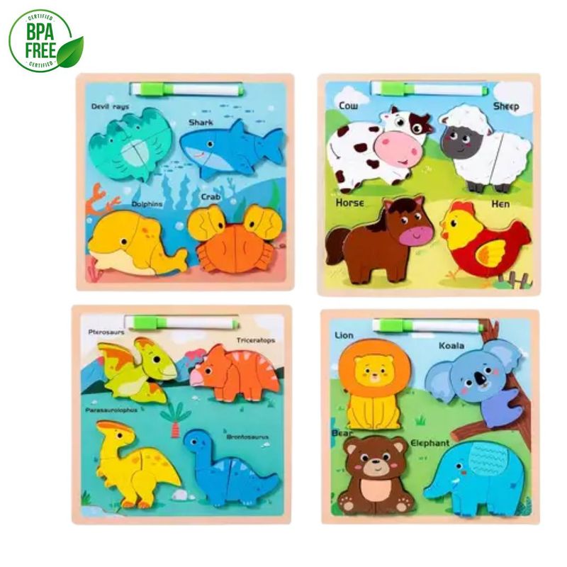 GENERICO - Rompecabeza De Animalitos Con Pizarra