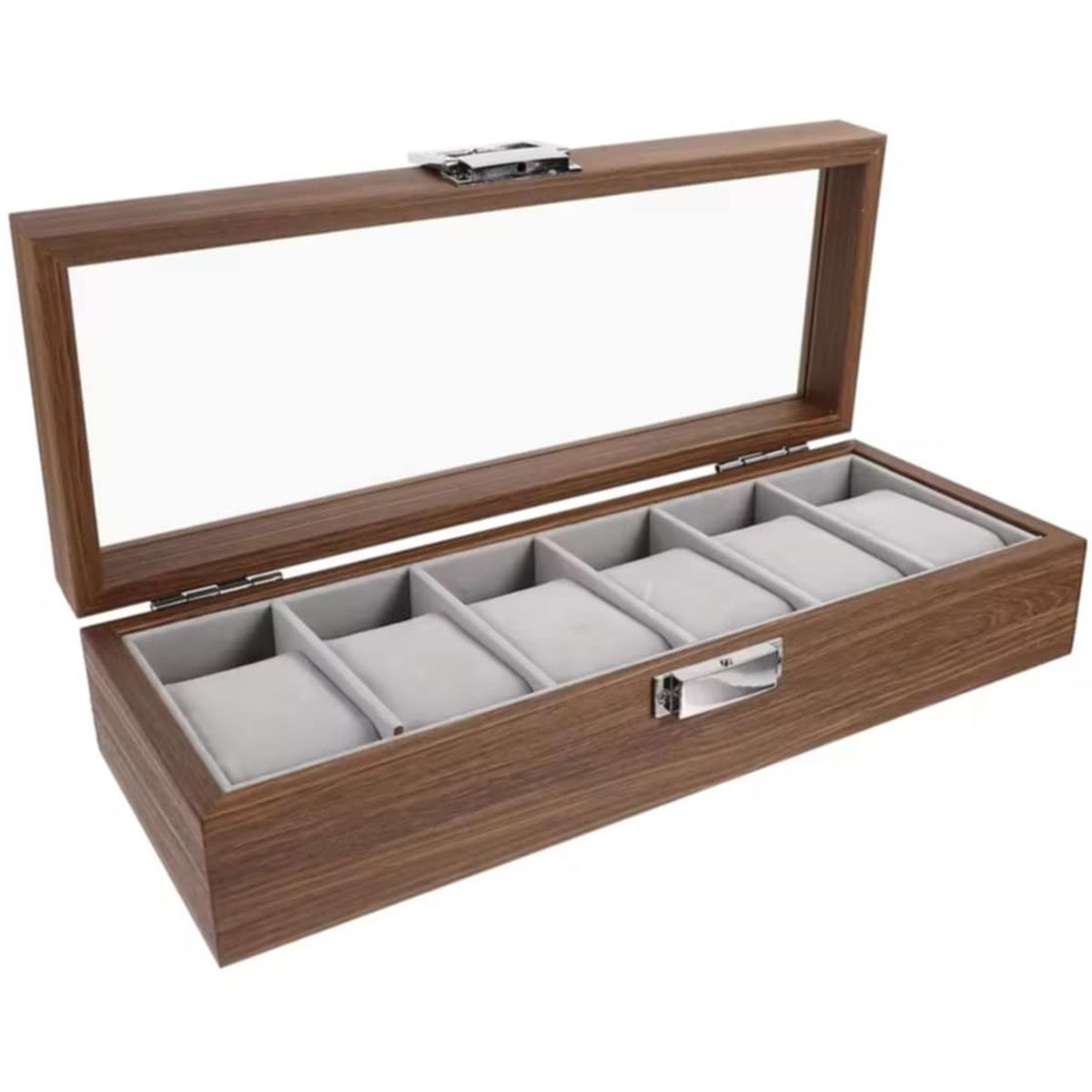 GENERICO - Caja de 6 Relojes Organizador Elegante de Reloj de Madera