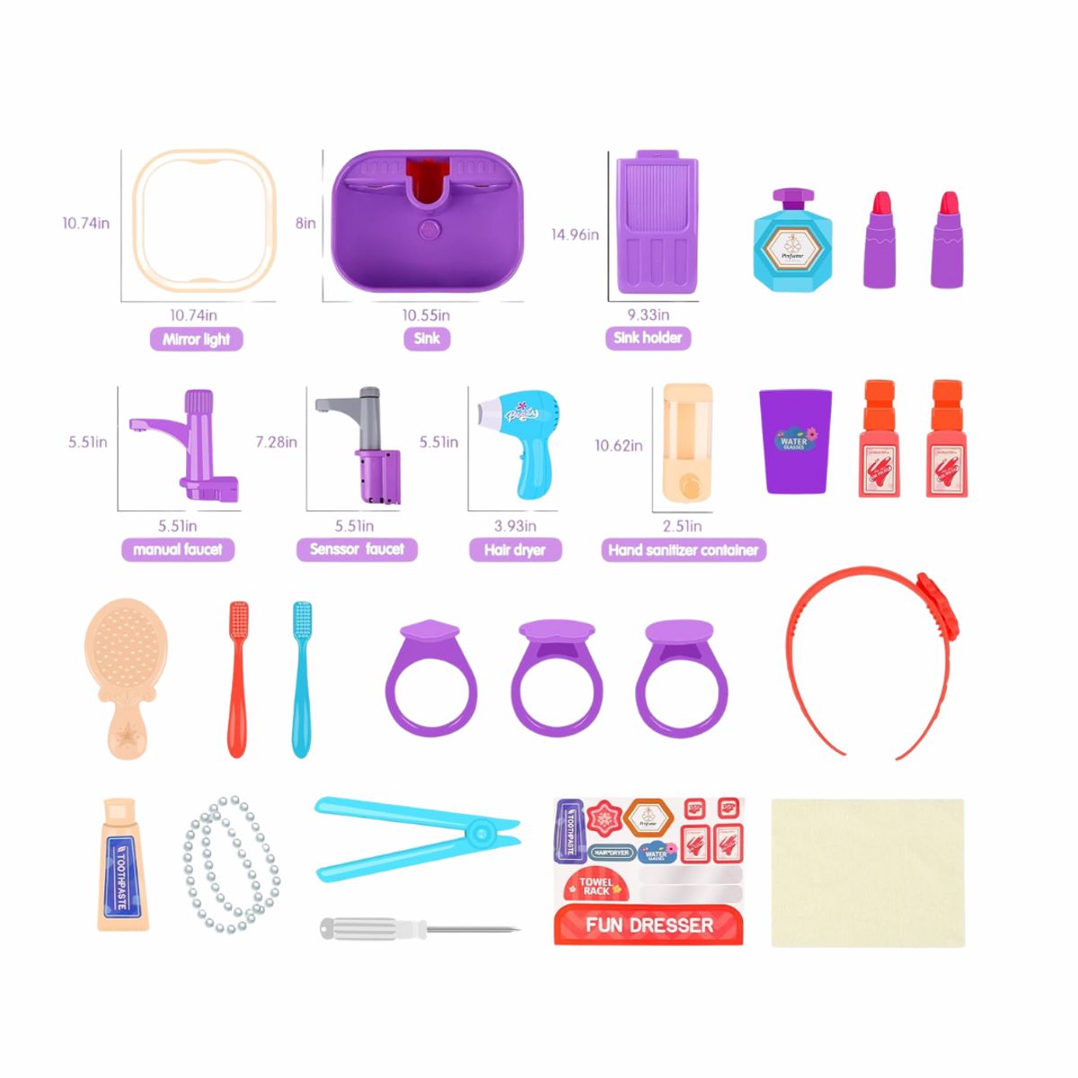 GENERICO - Juguete Tocador Armable Infantil con Luces Led