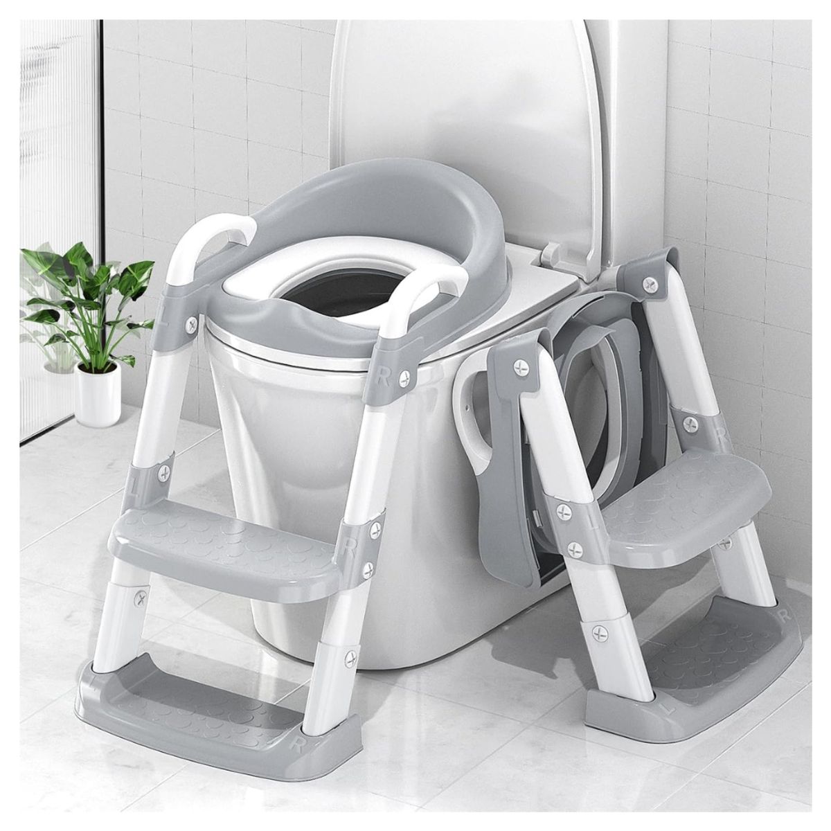 GENERICO - Inodoro Asiento Infantil Niño Con Escalera PLOMO