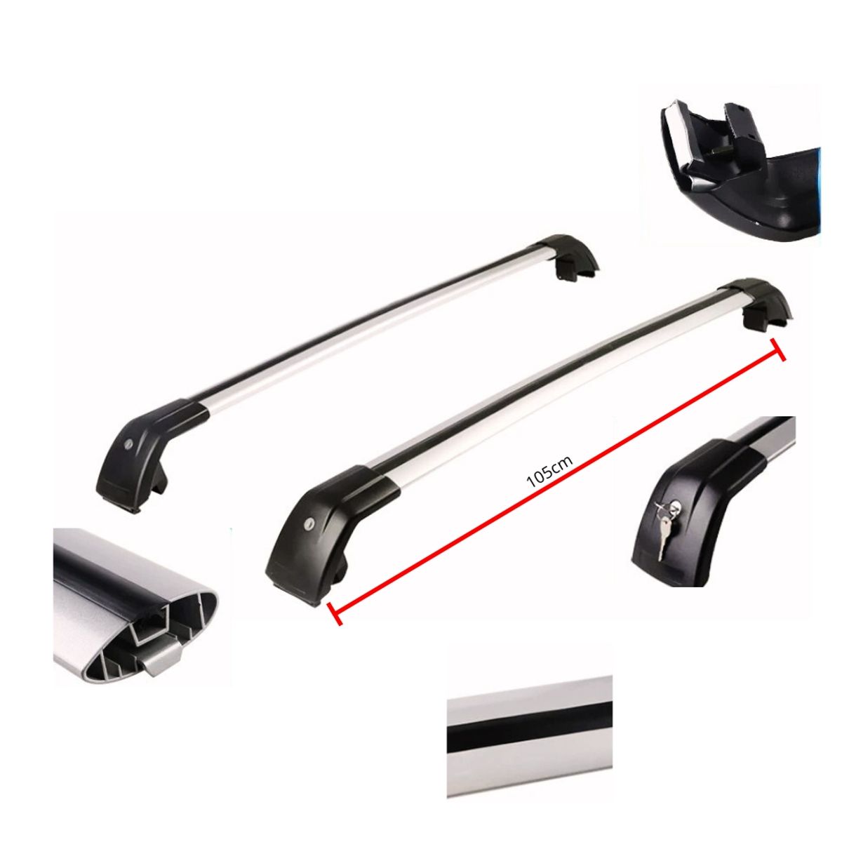 GENERICO - Barra De Techo Enganchable Portaequipaje Gris