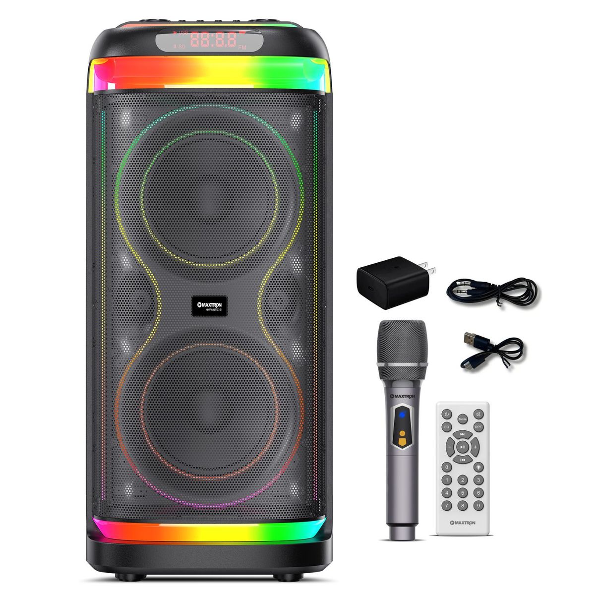 MAXTRON - Altavoz Maxtron Hypnotic MX 808 USB BT TWS LED RGB Micrófono