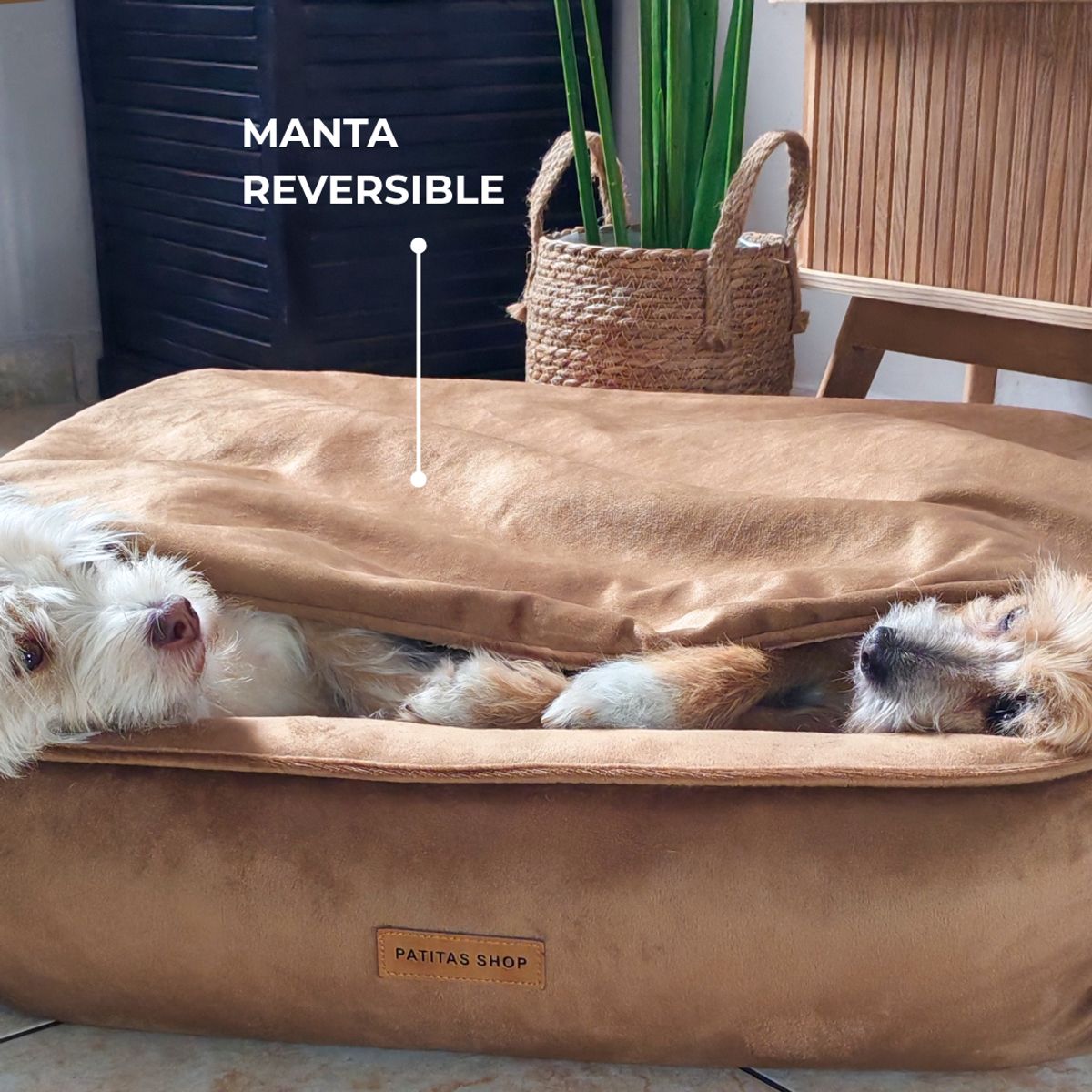 GENERICO - Frazada Abrigadora Reversible Felpa para Mascotas M Camello