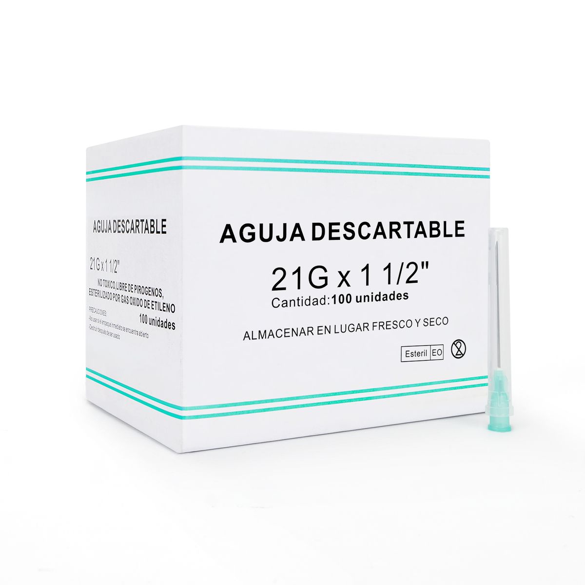 GENERICO - Aguja Descartable 21 G X 1 1/2" CAJA 100 UND