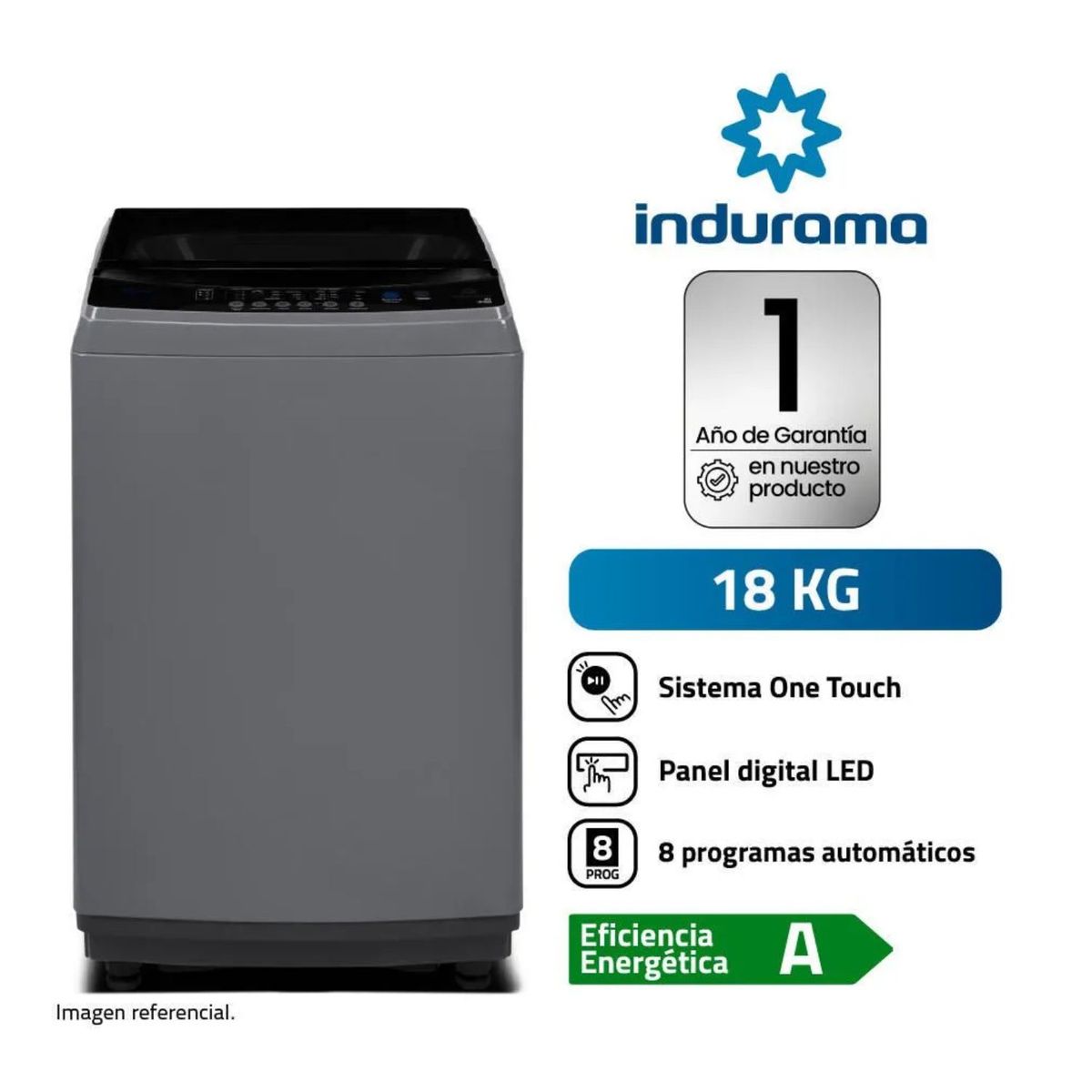 INDURAMA - LAVADORA INDURAMA 18KG LRI-18DGR GRIS OSCURO