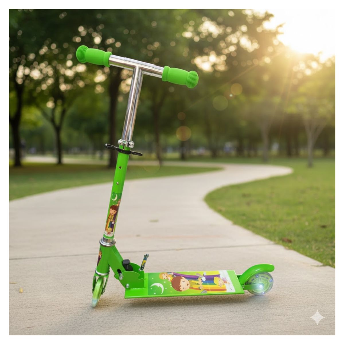GENERICO - Scooter de Metal Para Niño - Verde con Diseños Infantiles