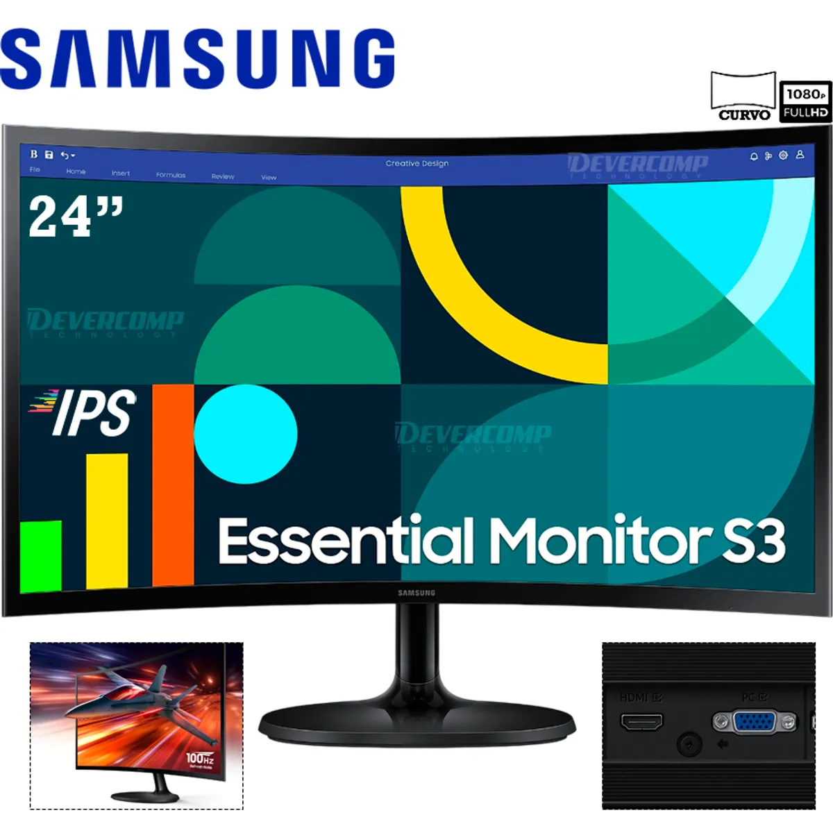 SAMSUNG - Monitor Samsung 24″ LS24D360GALXPE Full HD VA 100Hz