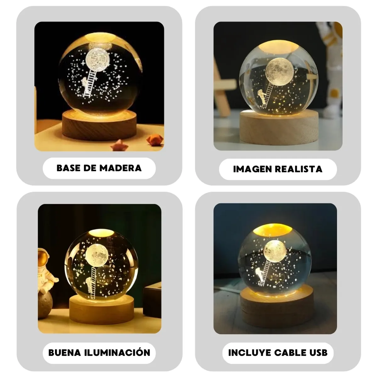 GENERICO - Lampara Esfera 3D Astronauta