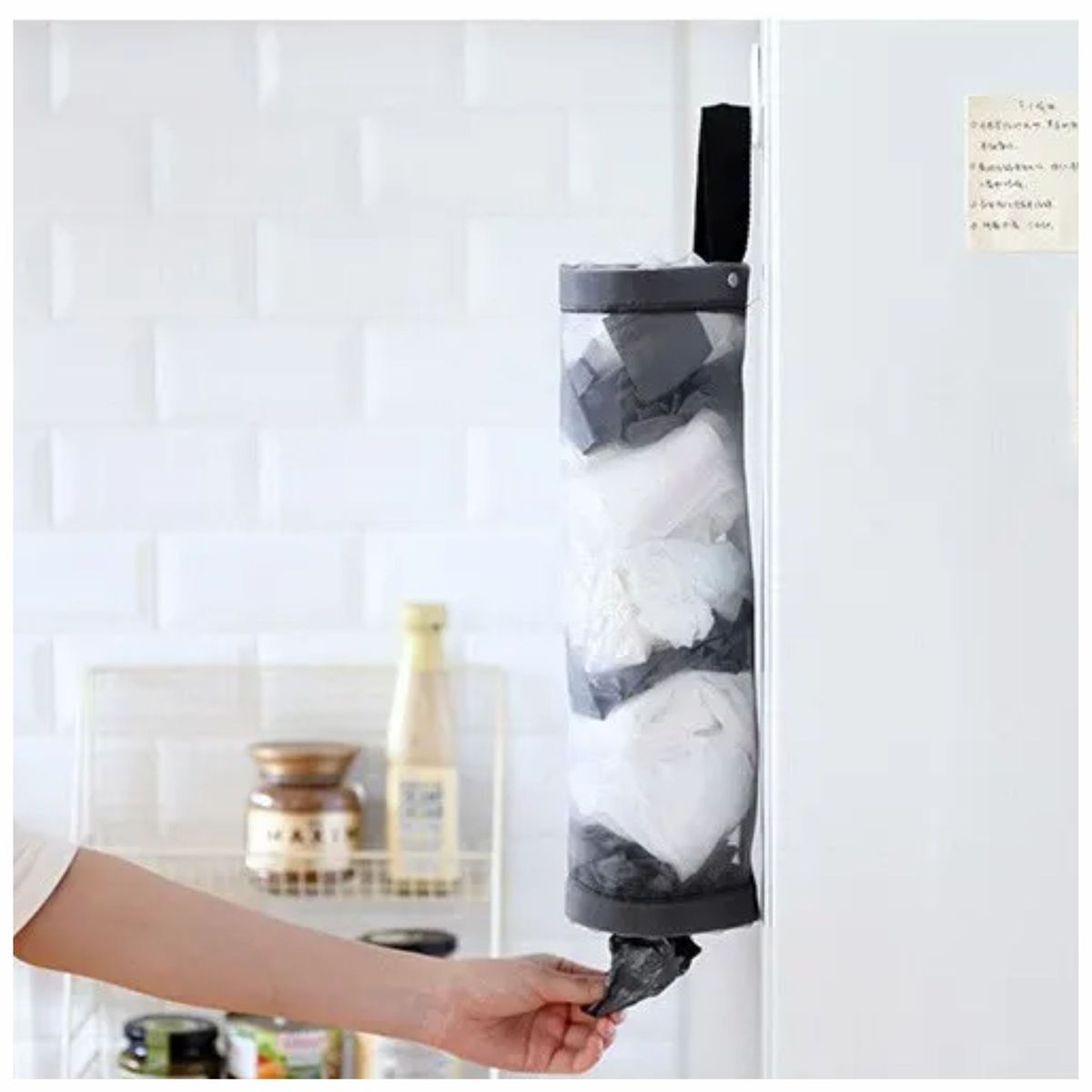 GENERICO - Dispensador Organizador de Bolsas Recicladas - Grande - Gris