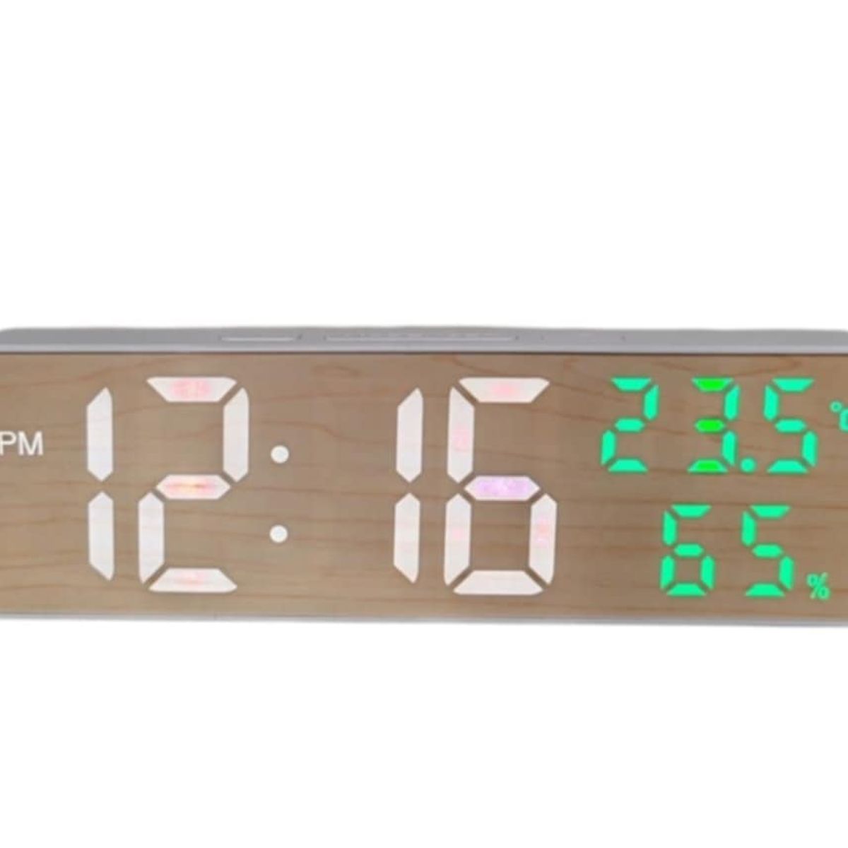 GENERICO - Reloj Alarma Despertador con Temperatura y Humedad de Madera