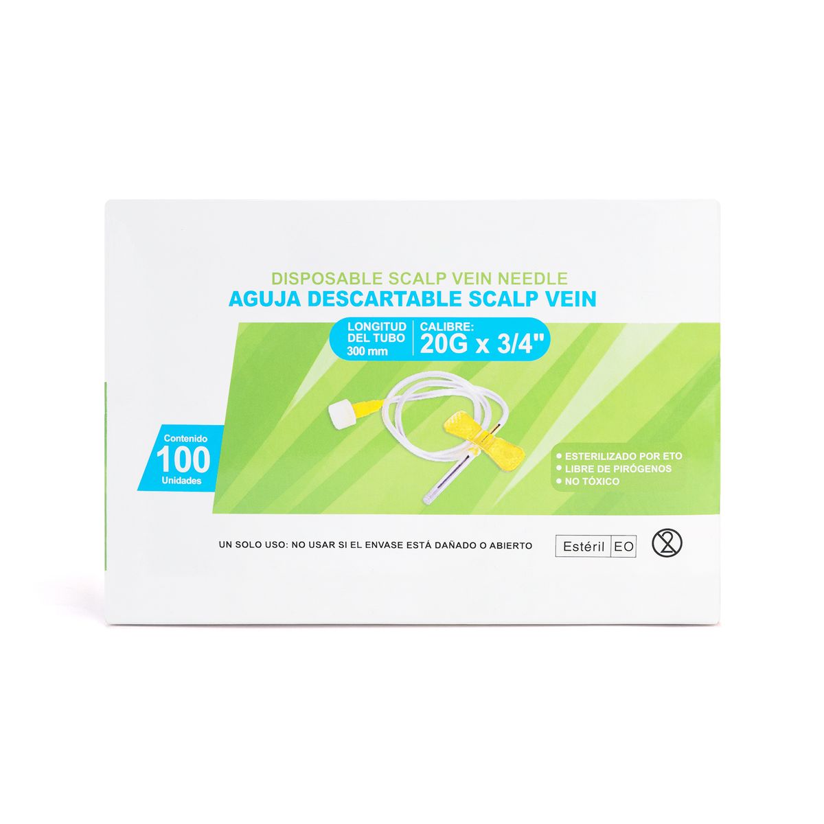 GENERICO - Aguja Scalp Vein Alita Mariposa 20 G X 3/4" CAJA 100 UND