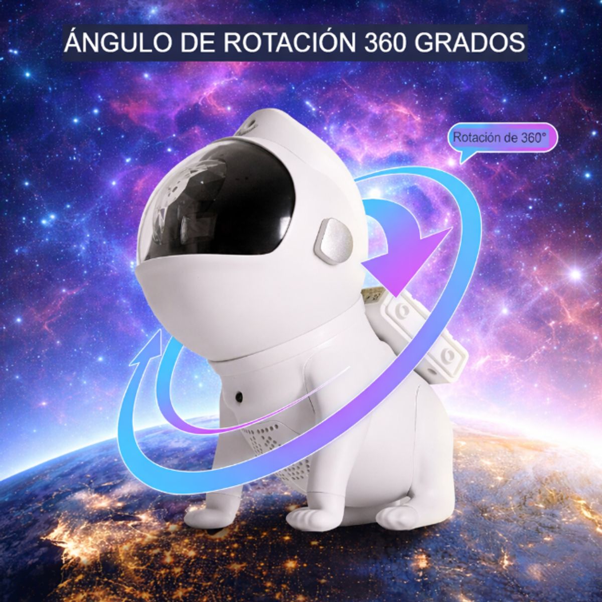 GENERICO - PROYECTOR LAMPARA LUCES BOREALES ALTAVOZ SONIDOS RELAJANTES ADORNO CON TEMPORIZADOR PERRO ESPACIAL