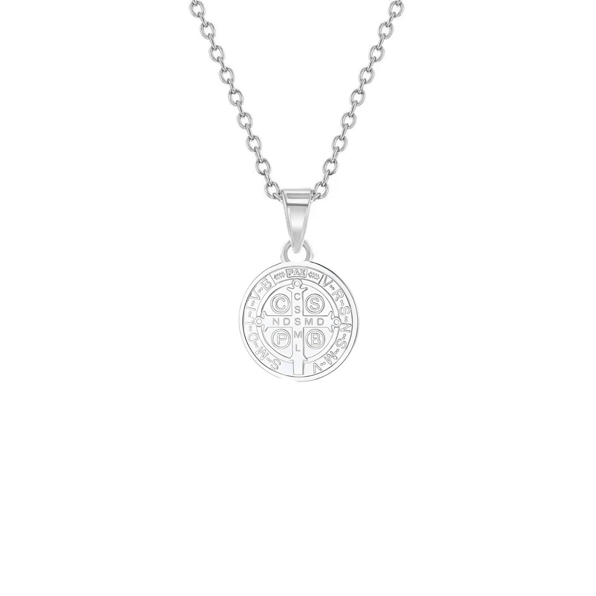 GENERICO - Collar San Benito Plata Medalla Protectora Regalo Unisex 15mm