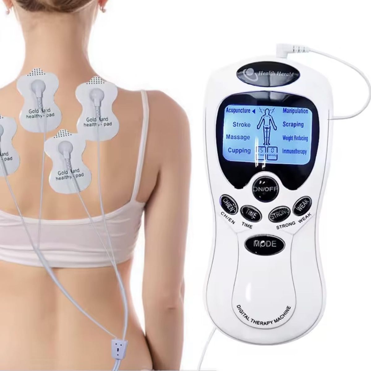 GENERICO - Electroestimulador Tens Digital Therapy 4 Parches Gimnasia