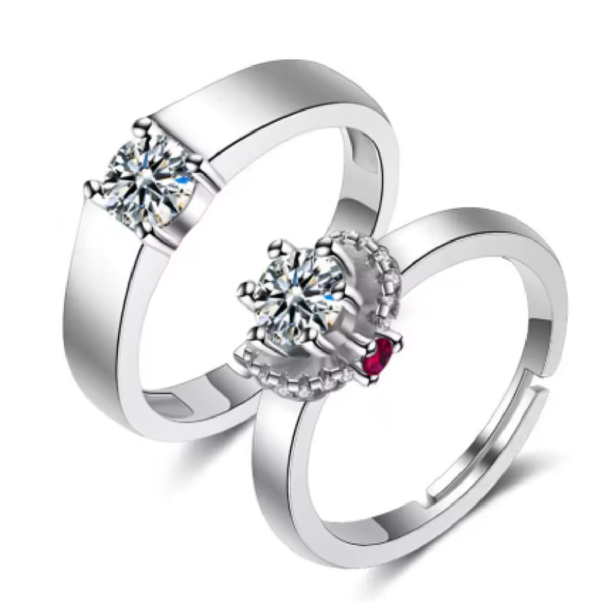 GENERICO - Anillos de Pareja Ajustables - Un Amor que Brilla