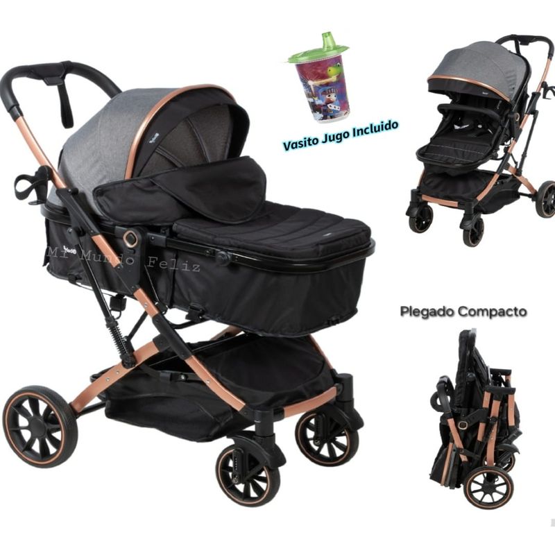 EBABY - Coche para Bebe Moises Multiposicion Plegado Facil Negro