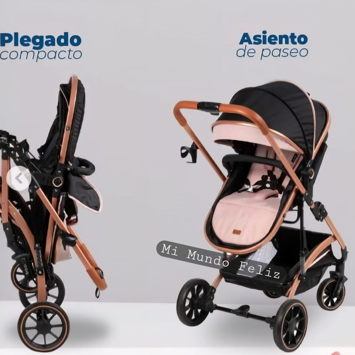 EBABY - Coche para Bebe Moises Multiposicion Plegado Facil Rosado