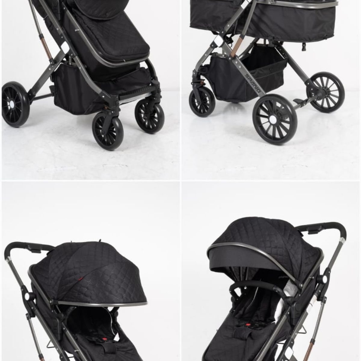 BABY HAPPY - Coche Moises de Lujo Para bebes Safir Span Black