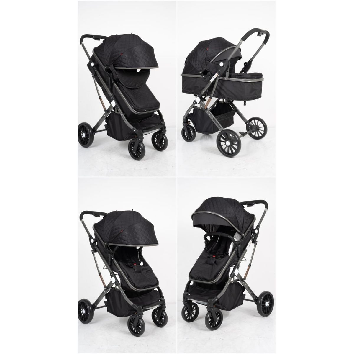 BABY HAPPY - Coche Moises de Lujo Para bebes Safir Span Black