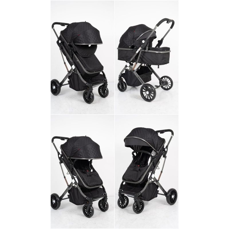 BABY HAPPY - Coche Moises de Lujo Para bebes Safir Span Black