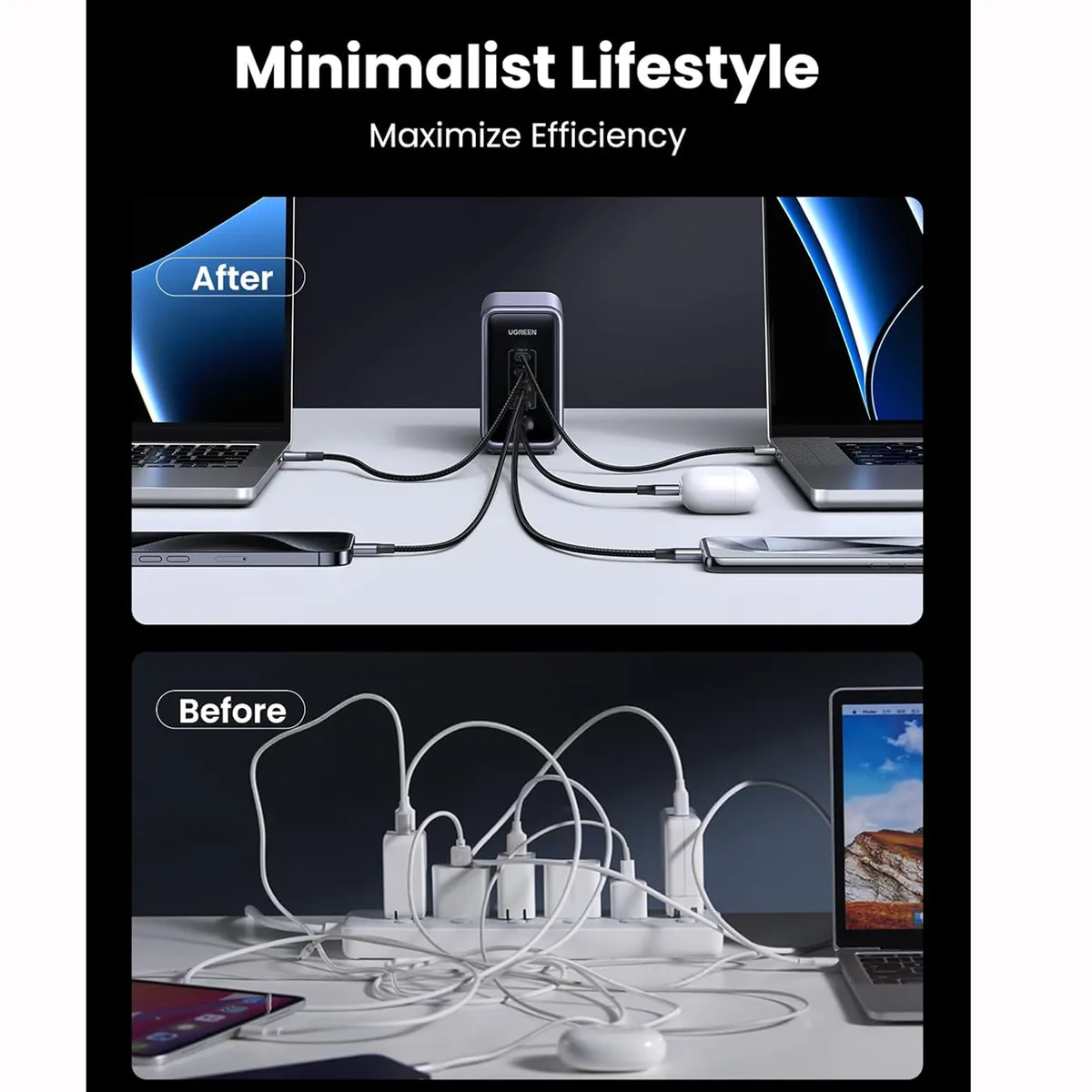 UGREEN - Cargador Ugreen 300W 5-Puertos GaN Super Fast Charge