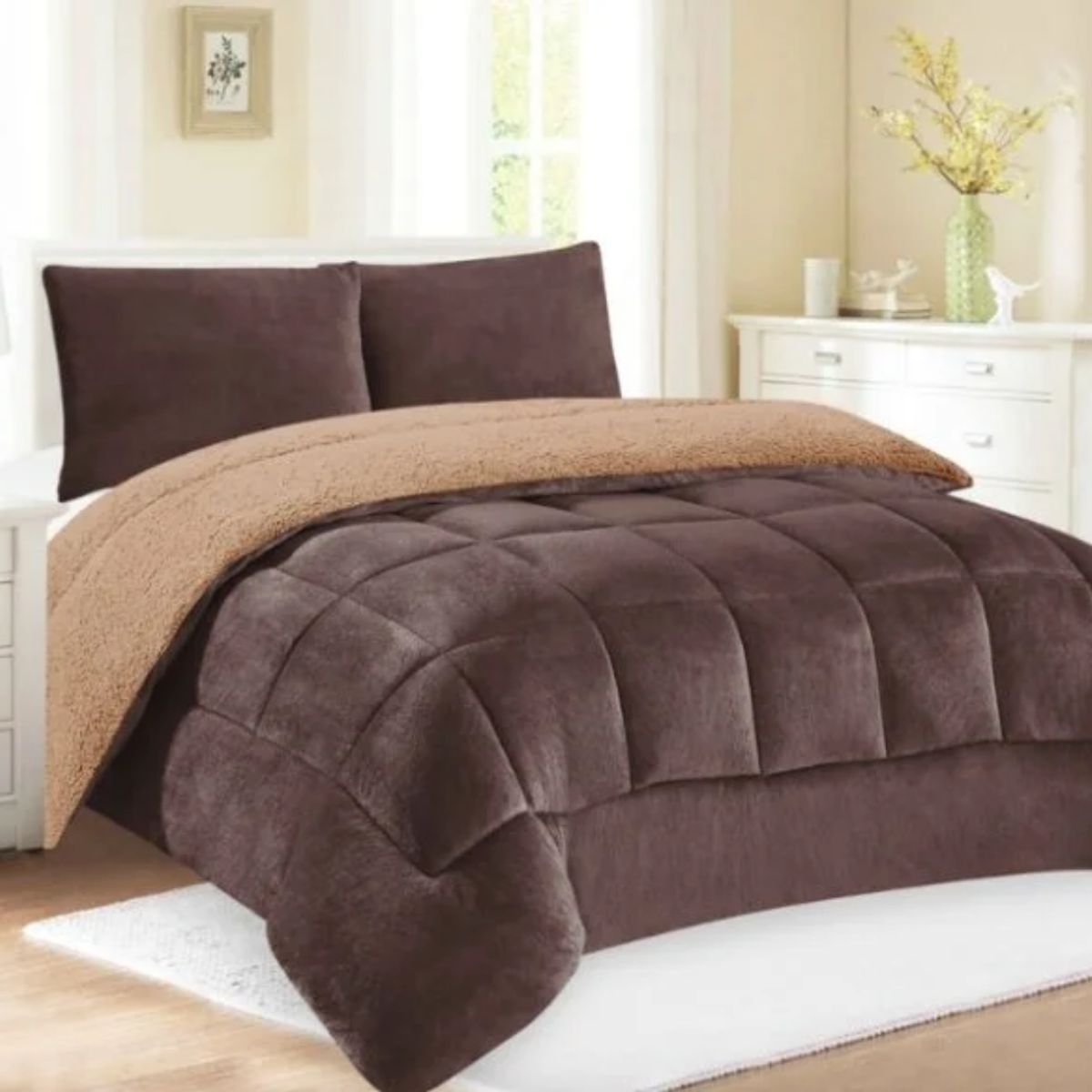 GENERICO - EDREDÓN PIEL DE DURAZNO CON CARNERO KING