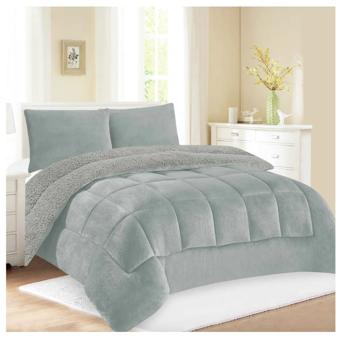 GENERICO - EDREDÓN PIEL DE DURAZNO CON CARNERO KING