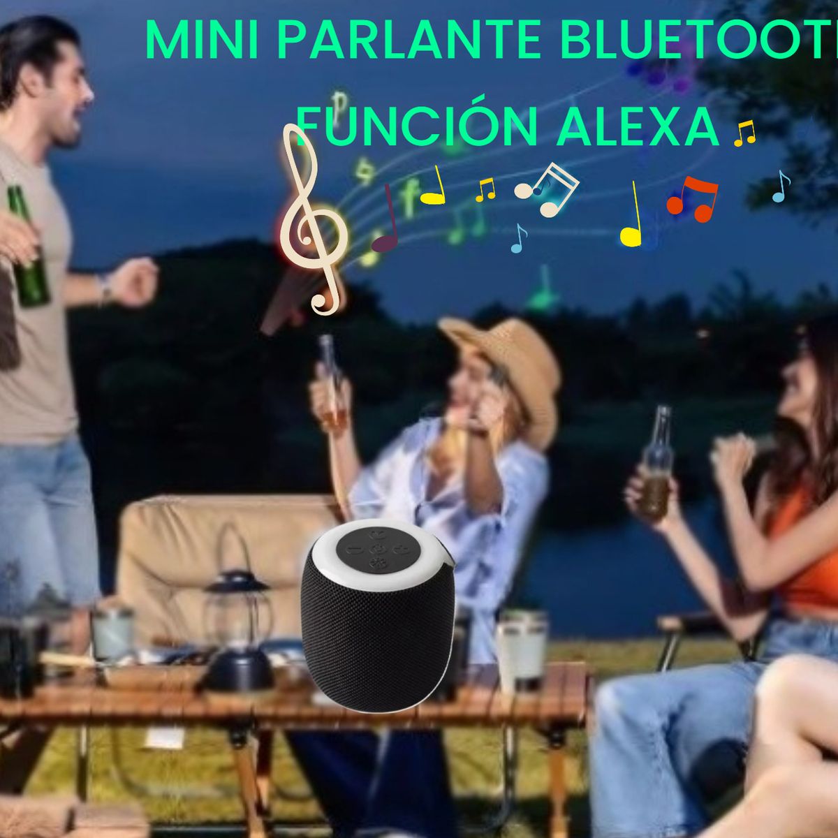 GENERICO - MINI PARLANTE FUNCIÓN ALEXA LUZ LED RGB BLUETOOTH PORTÁTIL 4 EN 1